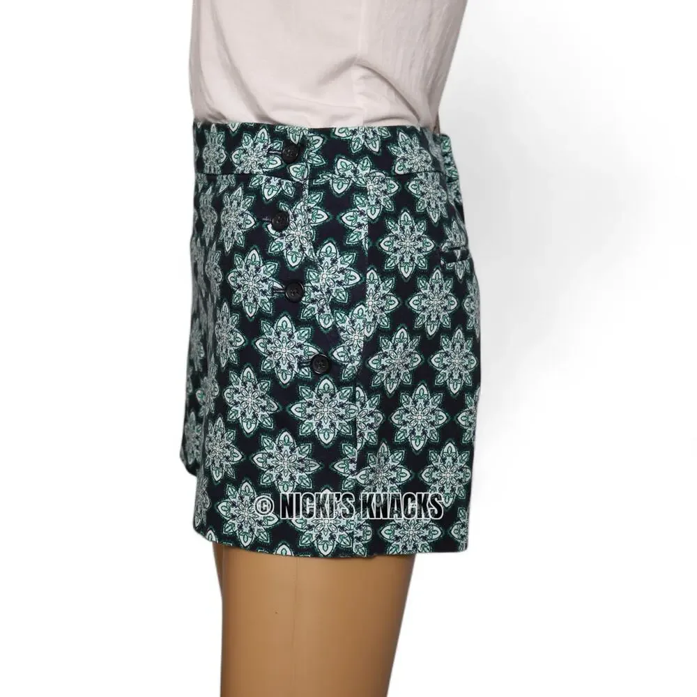 Banana Republic Navy Green Floral Geo Print Sailor Shorts 4